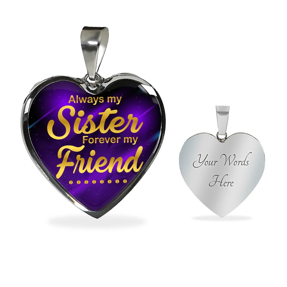 Always My Sister Necklace Personalized Engraved Silver Heart Necklace Custom Na